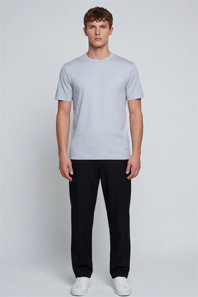 Erkek Soft Mavi Normal Kesim Regular Fit %100 Pamuk Bisiklet Yaka Basic Tişört