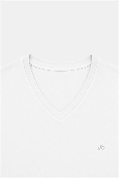 T-Shirt V Yaka Beyaz