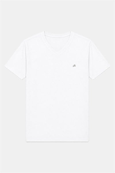 T-Shirt V Yaka Beyaz