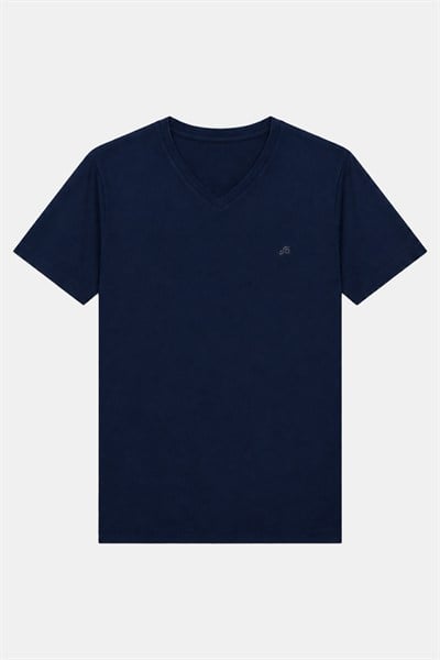 T-Shirt V Yaka Lacivert