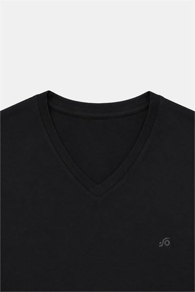 T-Shirt V Yaka Siyah