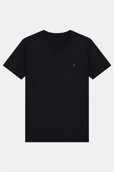 T-Shirt V Yaka Siyah