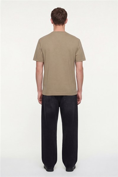 Erkek Vizon Normal Kesim Regular Fit %100 Pamuk Dokuma Bisiklet Yaka Basic T-Shirt