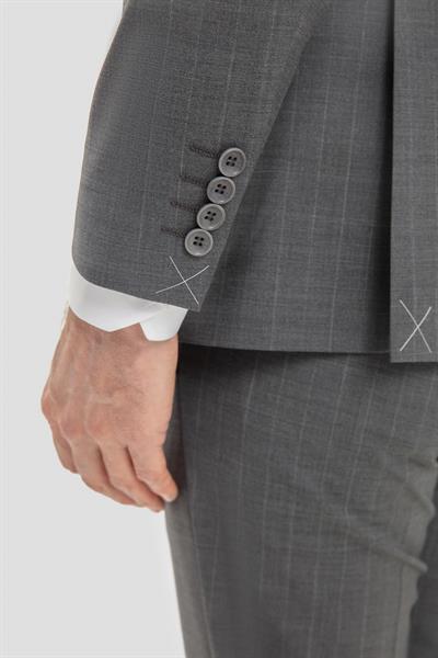 Erkek Antrasit Slim Fit Sivri Yaka Çizgili 6 Drop Tam Astarlı Takım Elbise