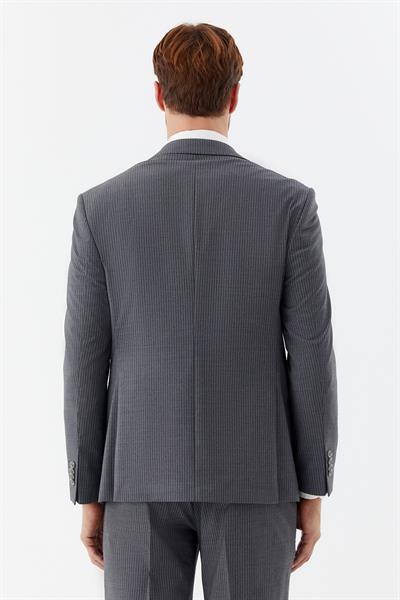 Erkek Gri Dar Kesim Slim Fit Yünlü Dokuma Normal Bel 6 Drop Takım Elbise