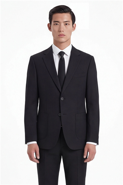Siyah Slim Fit 6 Drop Mono Yaka Viskon Tam Astarlı Takım Elbise