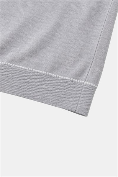 Taş %100 Pamuk Fermuarlı Polo Yaka Triko T-Shirt
