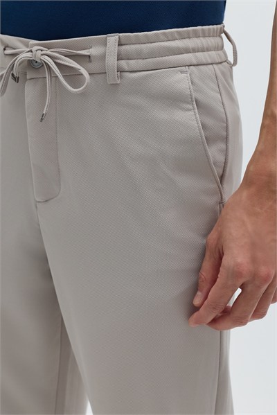 Taş Dokulu Arka Lastikli Köprü Kemerli Bağcıklı Slim Fit Jogger Pantolon