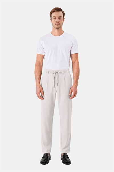 Taş Dokulu Arka Lastikli Köprü Kemerli Bağcıklı Slim Fit Jogger Pantolon