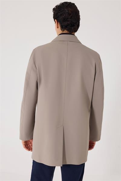 Vizon Slim Fit Dik Yaka Fermuarlı Erkek Trençkot