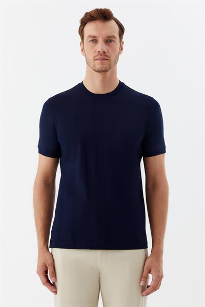 Triko Bisiklet Yaka Erkek T-Shirt Lacivert