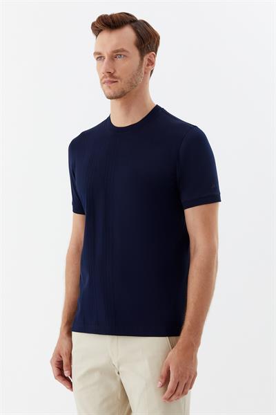 Triko Bisiklet Yaka Erkek T-Shirt Lacivert