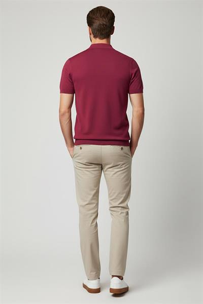 Triko Polo V Yaka T-shirt Açık Bordo