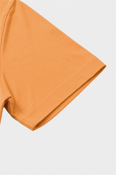 Turuncu %100 Pamuk Regular Fit Bisiklet Yaka Basic T-shirt