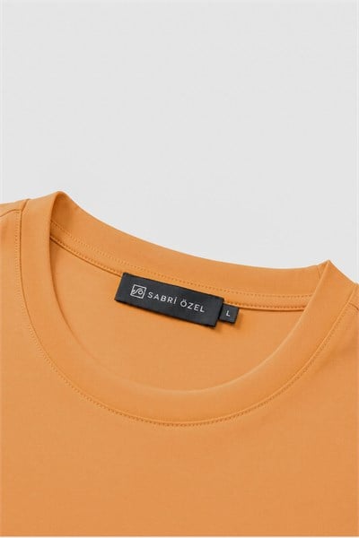 Turuncu %100 Pamuk Regular Fit Bisiklet Yaka Basic T-shirt