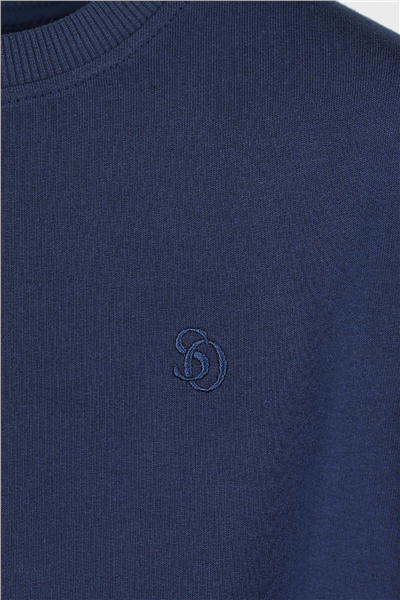 Unisex Lacivert Normal Kesim Regular Fit %100 Pamuk Bisiklet Yaka Sweatshirt