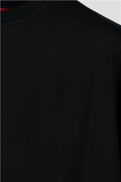 Unisex Siyah Normal Kesim Regular Fit %100 Pamuk Bisiklet Yaka Sweatshirt