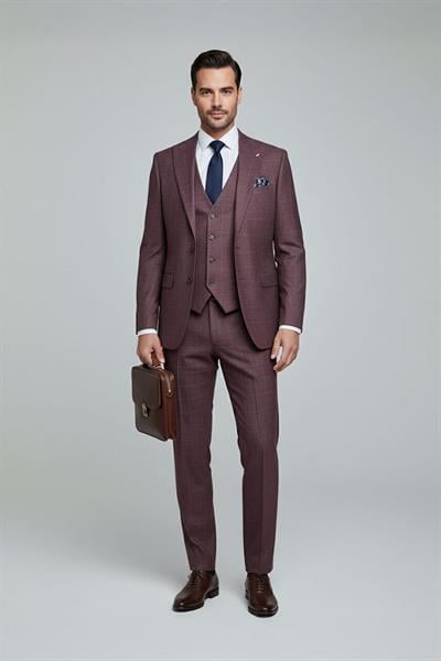 VEST SUIT PRNT Bordo