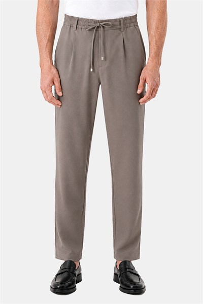 Vizon Dokulu Arka Lastikli Köprü Kemerli Bağcıklı Slim Fit Jogger Pantolon