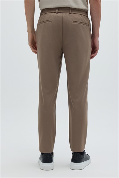 Vizon Dokulu Arka Lastikli Köprü Kemerli Bağcıklı Slim Fit Jogger Pantolon