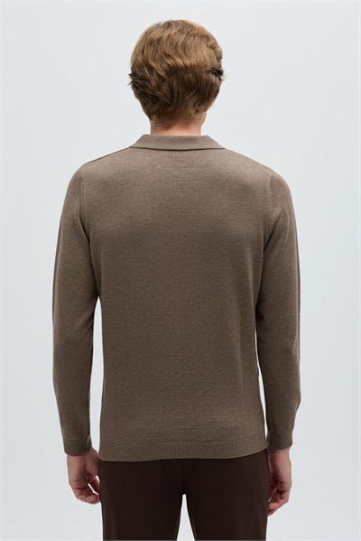 Vizon Regular Fit Pamuklu Polo Yaka Triko Kazak