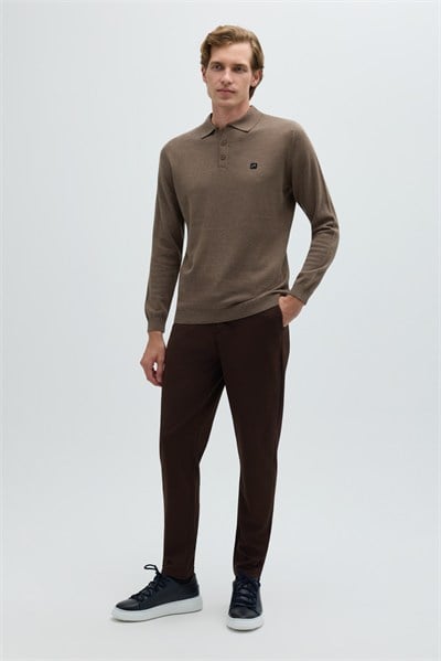 Vizon Regular Fit Pamuklu Polo Yaka Triko Kazak