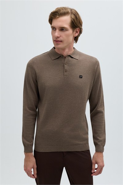 Vizon Regular Fit Pamuklu Polo Yaka Triko Kazak