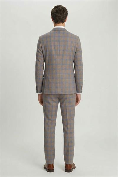 Giotelli Vizon Slim Fit Mono Yaka Ekose Desenli Yelekli Takım Elbise