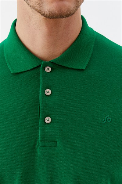 Yeşil %100 Pamuk Regular Fit Klasik Polo Yaka T-shirt