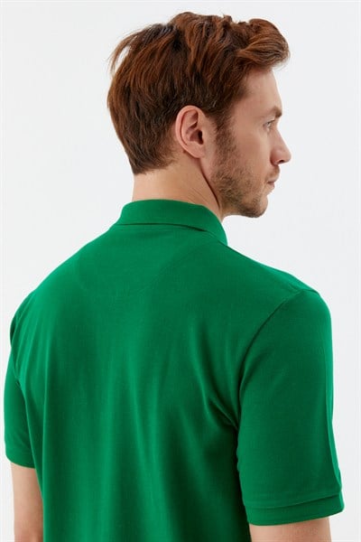 Yeşil %100 Pamuk Regular Fit Klasik Polo Yaka T-shirt