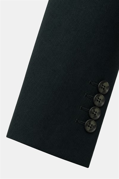 Yeşil Slim Fit Normal Bel 6 Drop Mono Yaka Takım Elbise