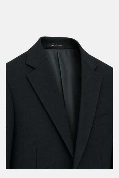 Yeşil Slim Fit Normal Bel 6 Drop Mono Yaka Takım Elbise