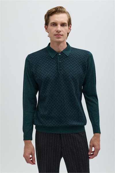 Yeşil Polo Yaka Triko