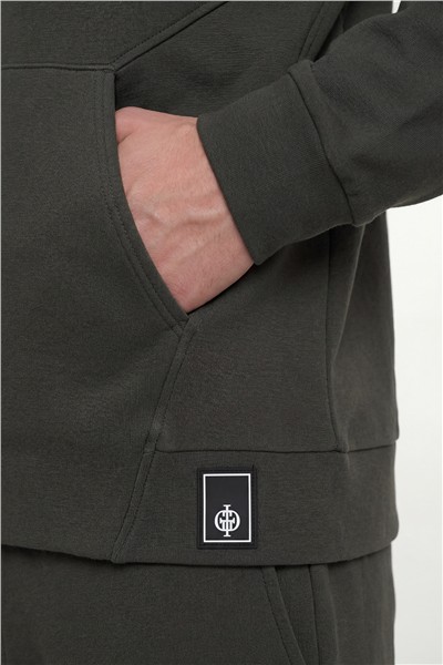 Giotelli Yeşil Regular Fit Kapüşonlu Pamuk Karışımlı Erkek Eşofman Takımı