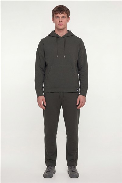 Giotelli Yeşil Regular Fit Kapüşonlu Pamuk Karışımlı Erkek Eşofman Takımı