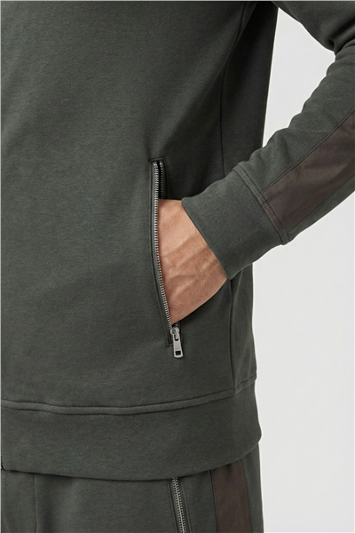 Yeşil Regular Fit Fermuarlı Yarım Balıkçı Yaka Erkek Eşofman Takımı