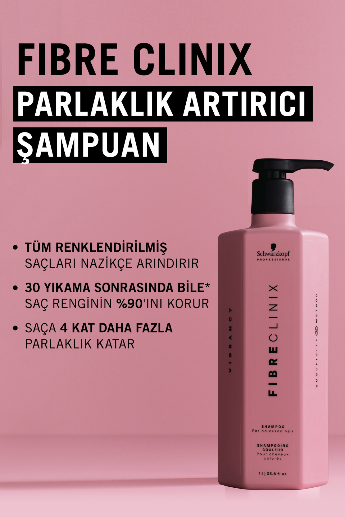 Fibre Clinix Renklendirilmiş Saçlar İçin Parlaklık Veren Şampuan 1000ml