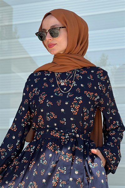 Buket Laci Desenli Elbise
