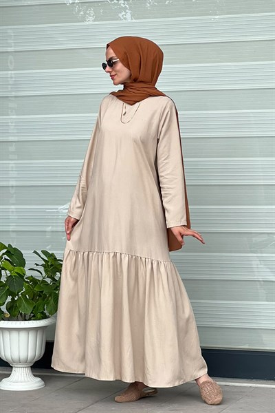 Camel Keten Elbise