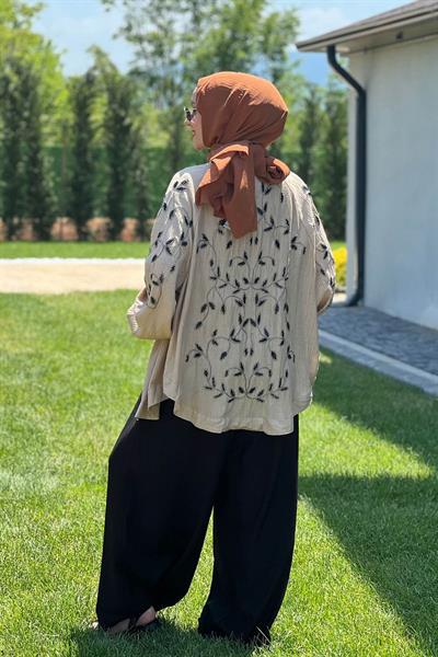 Krem Taşlı Kimono 
