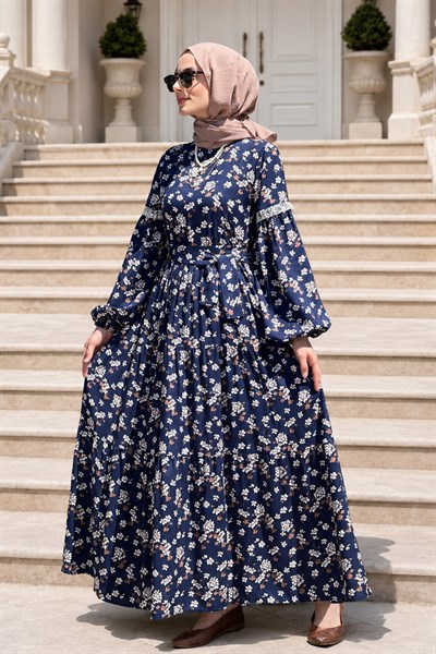 Melina Laci Desenli Elbise