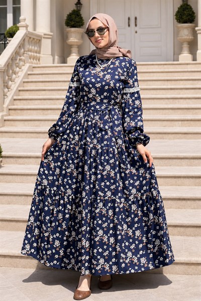 Melina Laci Desenli Elbise
