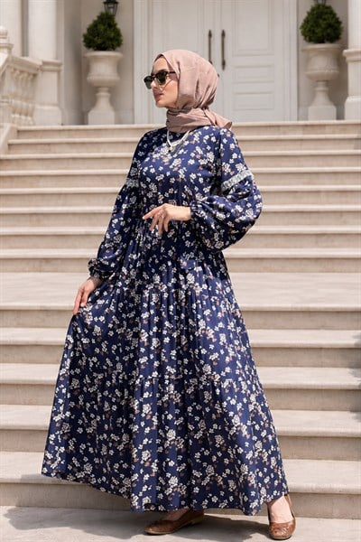Melina Laci Desenli Elbise