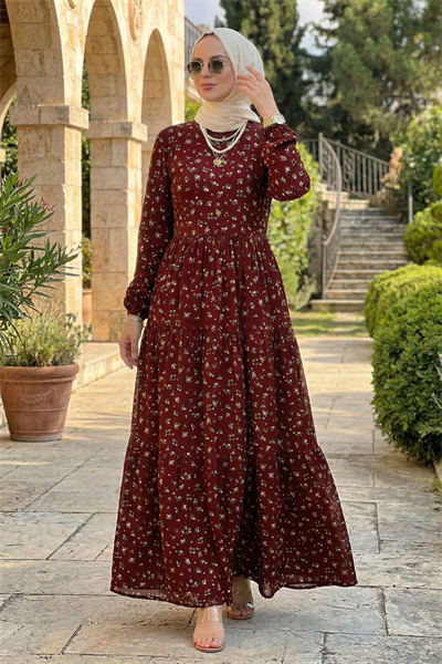 Nergiz Bordo Elbise