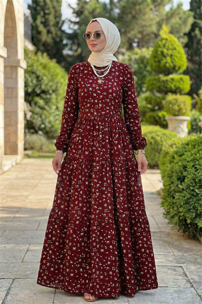 Nergiz Bordo Elbise