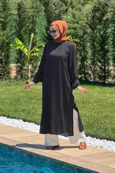 Puanlı Siyah Tunik