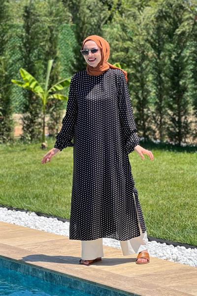 Puanlı Siyah Tunik