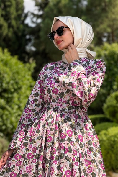 Side Desenli Pamuklu Elbise