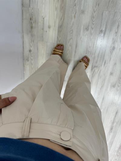 Tek Pile Poplin Bej Pantolon