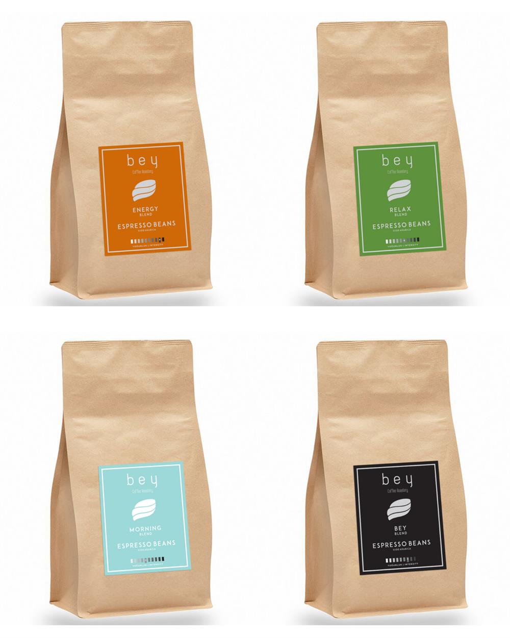 BEY COFFEE ROASTERY Tanışma Seti Espresso Beans Çekirdek Kahve 250 G - 4 Çeşit
